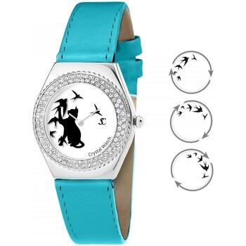 Montre Sc Crystal MF316-OISEAU-CHAT+BRACELET006-BLEU