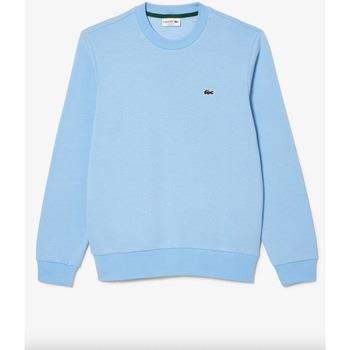 Polaire Lacoste Sweat bleu clair en molleton de coton bio