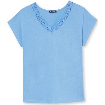 T-shirt Daxon by - Tee-shirt encolure V macramé