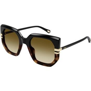 Lunettes de soleil Chloe CH0240S Lunettes de soleil, Noir/Marron, 53 m...