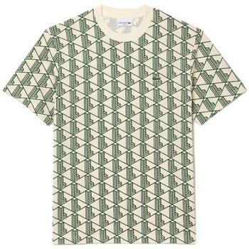 T-shirt Lacoste T-SHIRT EN COTON MONOGRAMME BLANC ET VERT