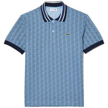 T-shirt Lacoste POLO BLEU MOTIF MONOGRAMME CLASSIC FIT A COL CONTRAS