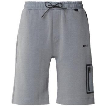 Short BOSS SHORT GRIS HARIQ EN COTON MÉLANGÉ AVEC LOGO RÉFLÉCHISSA