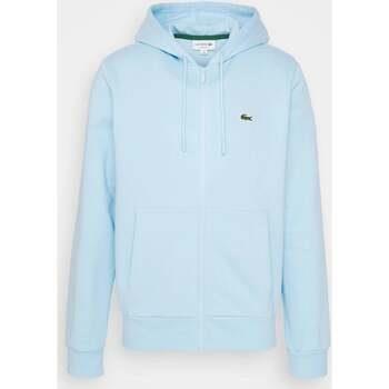 Polaire Lacoste Sweat zippé à capuche bleu clair