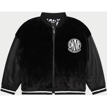 Blouson enfant Dkny Bomber enfant noir avec fausse fourrure