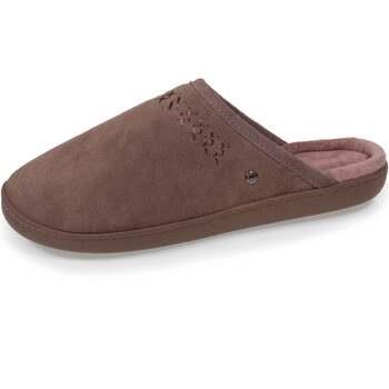 Chaussons Isotoner Chausson mules cuir Femme Taupe