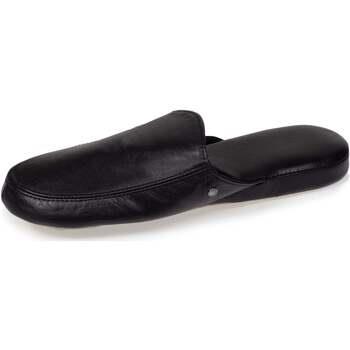 Chaussons Isotoner Chausson mules cuir Homme Noir