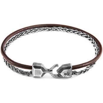 Bracelets Anchor &amp; Crew Bracelet Staysail Argent Et Cuir Rond De M...