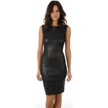 Robe La Canadienne Robe Cuir Agneau Stretch Noir-039058