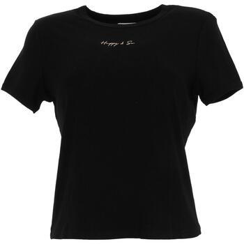 T-shirt Happy And So Lea t-shirt reg cotele noir