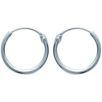 Boucles oreilles Brillaxis Créoles en argent rhodié 14mm