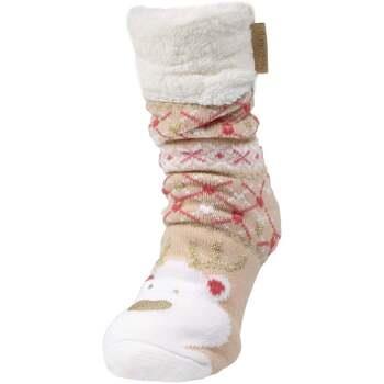 Chaussettes Isotoner Chaussettes fourrées Femme Beige Noël