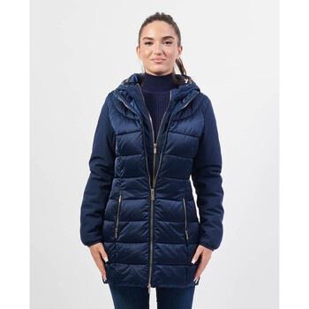 Blouson Yes Zee Veste matelassée bleue à capuche