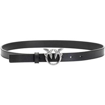 Ceinture Pinko Ceinture femme en cuir noir et logo argenté