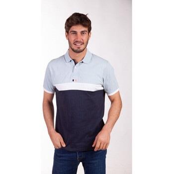 T-shirt Camberabero Polo manches courtes colorblock bleu ciel