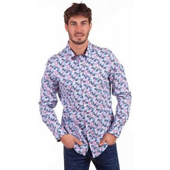 Chemise Camberabero Chemise manches longues fleuri bleu