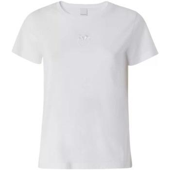 T-shirt Pinko T-shirt blanc rose avec logo cousu