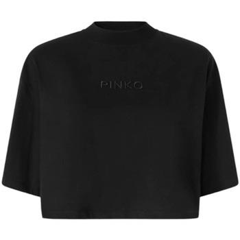 T-shirt Pinko T-shirt noir rose avec broderie