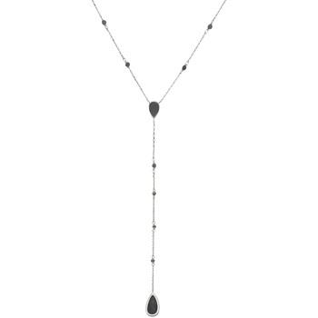 Collier Orusbijoux Collier Argent Rhodié Cravate Pierres Spinelle Noir...