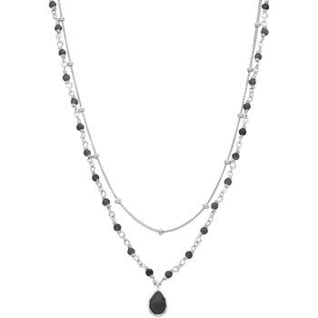 Collier Orusbijoux Collier Argent Rhodier Goutte Doubles Chaînes Pierr...