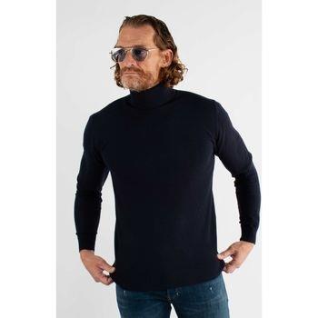 Pull Hollyghost Pull col roulé navy en touch cashemere unicolore