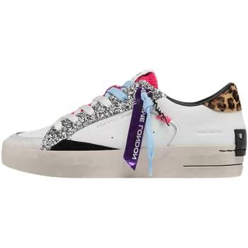 Baskets Crime London sneakers Leopard blanc Sk8 deluxe