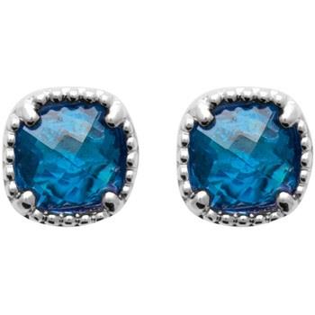 Boucles oreilles Brillaxis Boucles d'oreilles puces pierre bleue argen...