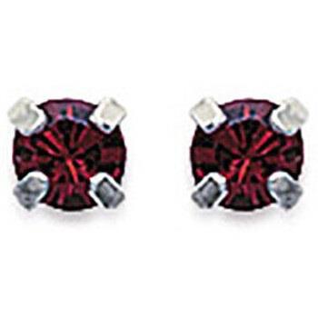 Boucles oreilles Brillaxis Clous d'oreilles cristal rouge et argent