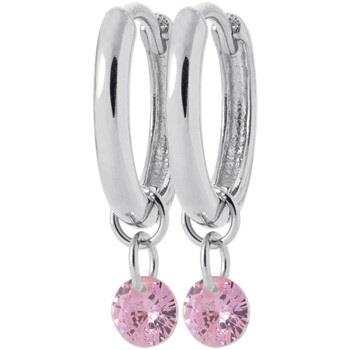 Boucles oreilles Brillaxis Boucles d'oreilles créoles pampille rose ar...