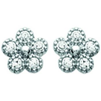 Boucles oreilles Brillaxis Boucles d'oreilles argent rhodié Fleur OZ