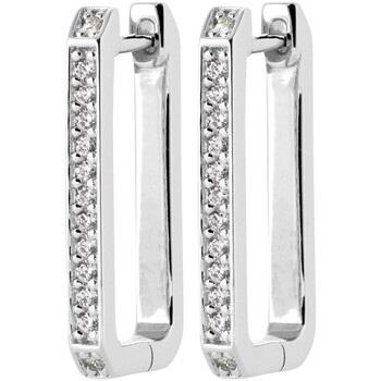 Boucles oreilles Brillaxis Créoles rectangulaires argent rhodié OZ