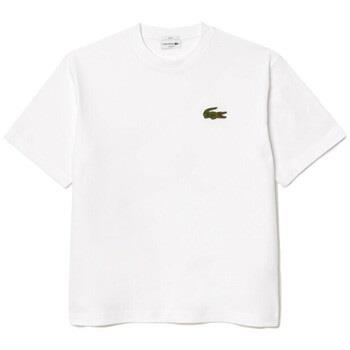 T-shirt Lacoste T-SHIRT LOOSE FIT EN COTON ÉPAIS BLANC AVEC BADGE