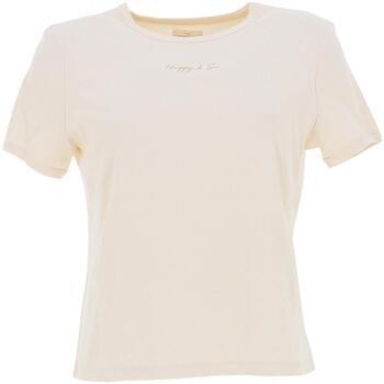 T-shirt Happy And So Lea t-shirt reg cotele blc