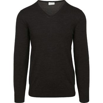 Sweat-shirt Profuomo Pull-over Col-V Laine Merinos Noir