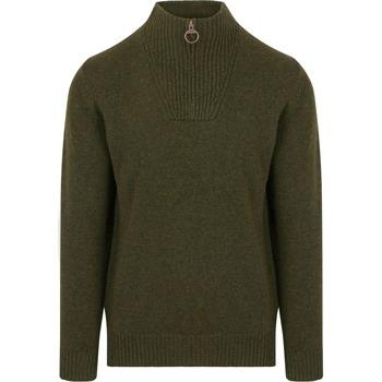 Sweat-shirt Barbour Pull-over Demi-Zip Laine Vert Olive