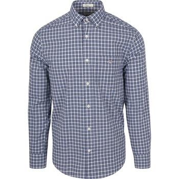 Chemise Gant Chemise Poplin Bleu A Carreaux