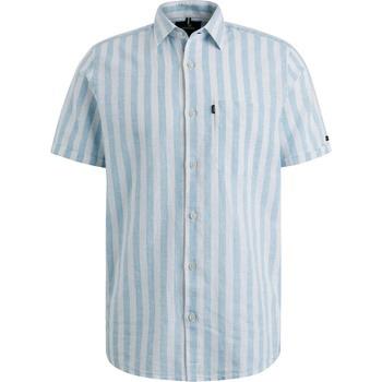 Chemise Vanguard Chemise Short Sleeve De Lin Rayures Bleu Clair