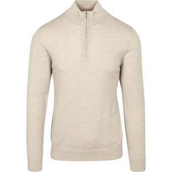 Sweat-shirt Profuomo Pullover Half Zip Laine Merino Ecru