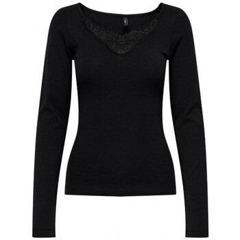 T-shirt Only TOP ONLKIRA L/S NEW LACE - Noir - M