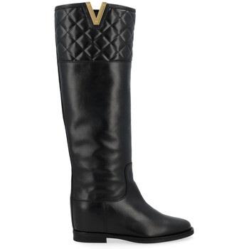 Bottes Via Roma 15 Botte noire avec détails matelassés