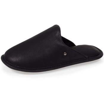 Chaussons Isotoner Chausson mules Homme cuir synthétique Noir