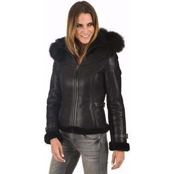 Blouson La Canadienne Bombardier capuche fourrure noir-043727