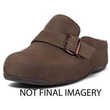 Mules FitFlop SHUV BUCKLE-STRAP NUBUCK CLOGS CHOCOLATE BROWN