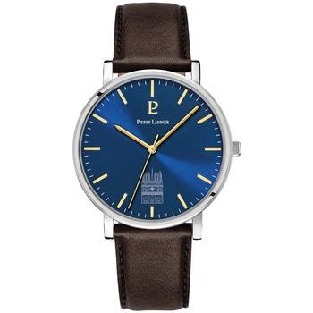 Montre Pierre Lannier COEUR BATTANT Argenté Cadran Bleu Bracelet Cuir ...