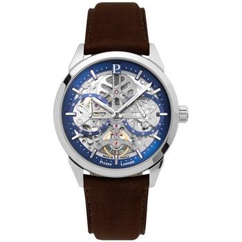 Montre Pierre Lannier MONARCK Argenté Cadran Bleu Bracelet Cuir Brun 2...