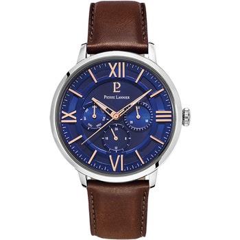 Montre Pierre Lannier BEAUCOUR Cadran Bleu Bracelet Cuir Brun