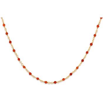 Collier Orusbijoux Collier Argent Doré Et Pierres Naturelles Rouge