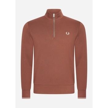 Pull Fred Perry Sweat demi-zip - brun whisky marron porridge marl