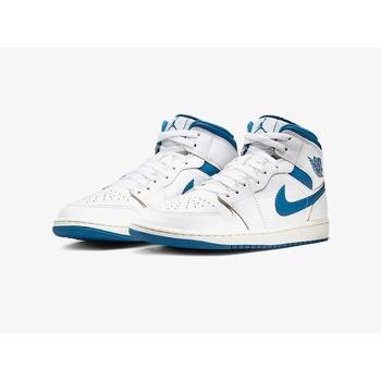 Baskets montantes Nike NIKE AIR JORDAN 1 MID BLANC BLEU