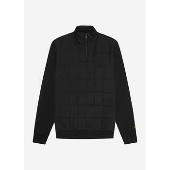 Pull Lyle &amp; Scott Sweatshirt quart de zip matelassé Hybrid - noir ...